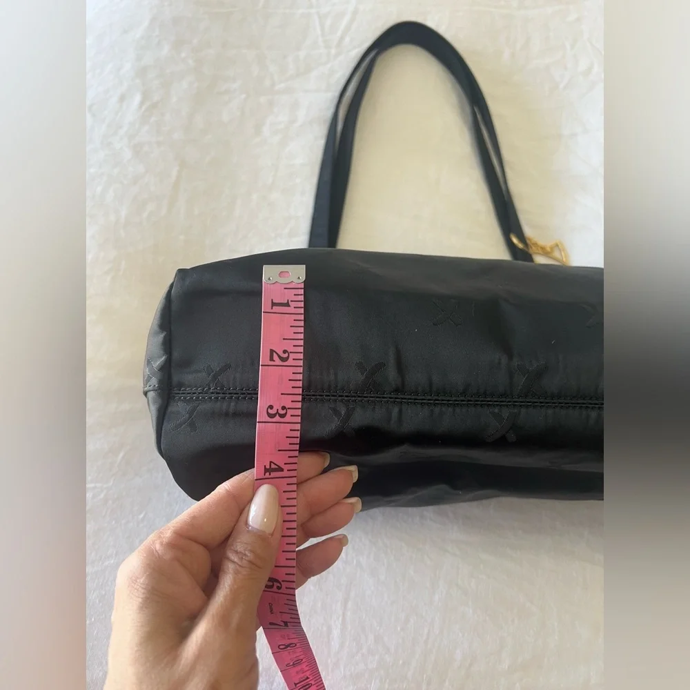 Paloma Picasso | Black Nylon Fabric Travel Work Tote | Gold Bag Charm